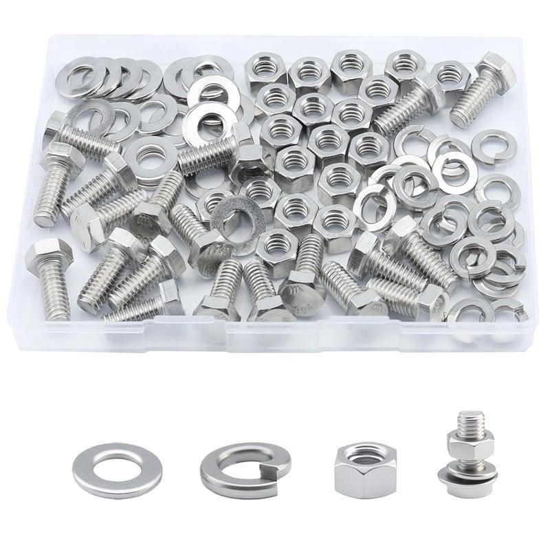 JROUTH 5/16-18x3/4 Hex Head Screw Bolt(20PCS), Lock Nuts,Flat & Lock Washers Kits,304 Stainless Steel 18-8,Fully Threaded. - Image 1